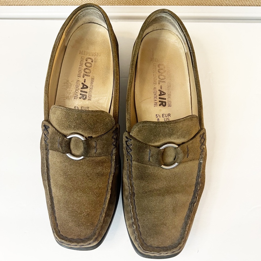 Mephisto Cool-Air Dark Green Suede Loafer Flats Size 8 - Picture 2 of 11